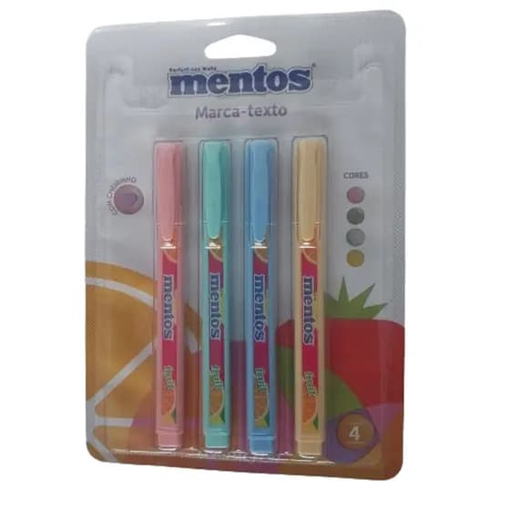 Marca Texto 4 Cores Pastel MENTOS Com Cheirinho