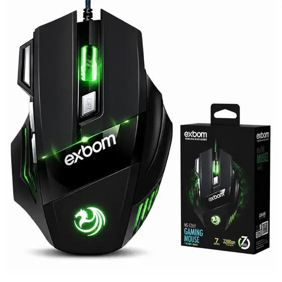 Mouse Gamer LED RGB USB 3200 dpi Cabo Reforçado Nylon Profissional para Jogos Tiro Ação