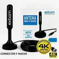 Antena Digital HDTV 4K Amplificada – Interna/Externa, Base Magnética, Cabo Grande para Copa 2026