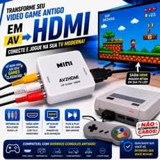 Conversor Adaptador AV RCA X HDMI com Aúdio HD 1080P PS2 PS1 PS3 Original Alta Qualidade Garantia