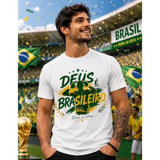 Camiseta Básica Brasil Copa Seleção Unissex Algodão Premium