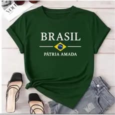 Camiseta Brasil Copa Do Mundo 2026 100% Algodao Olimpíadas T-shirt Menina Mulher Envio Rápido