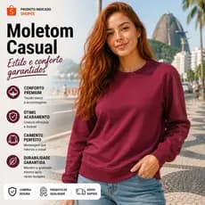 Moletom feminino casual lindo cor bordô confortável para o inverno
