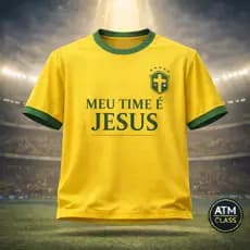 Camiseta Camisa 100% Algodão Meu Time é Jesus Brasil Blusa Unissex Envio Imediato