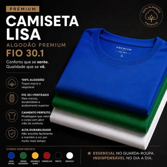 Camiseta Lisa 100% algodão 30.1 penteado ultra confort fábrica de camisetas do bras qualidade top de linha não encolhe