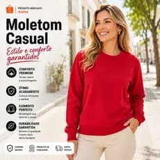 Moletom vermelho casual lindo e perfeito para o inverno gola careca sem capuz sem bolso envio imediato