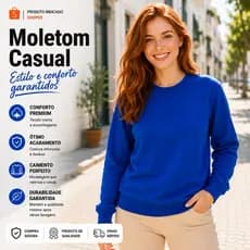 Moletom feminino casual azul royal lindo confortável para inverno