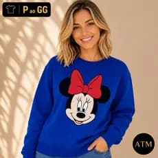 Moletom blusa azul royal edição limitada Minnie estampa premium qualidade ultra disney