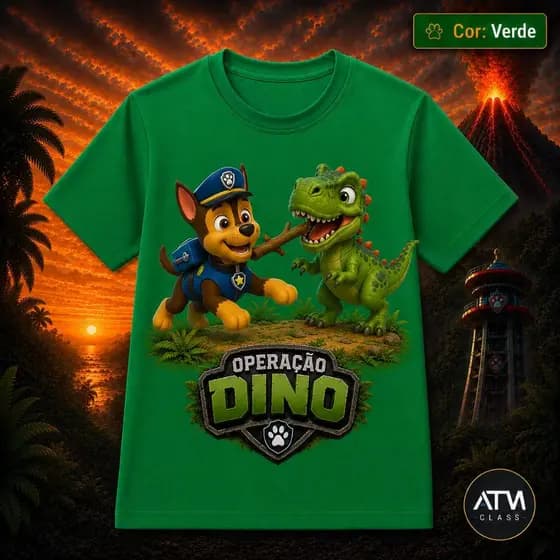 Camisa camiseta verde linda operação dino super confortavel 100% algodão envio imediato