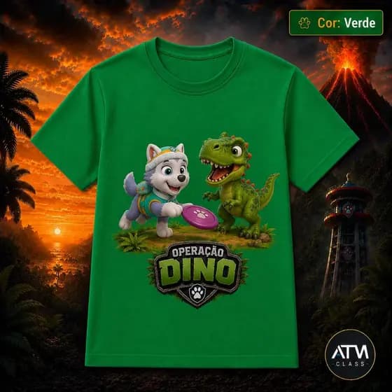 Camisa camiseta verde linda everest operação dino super confortavel 100% algodão envio rapido