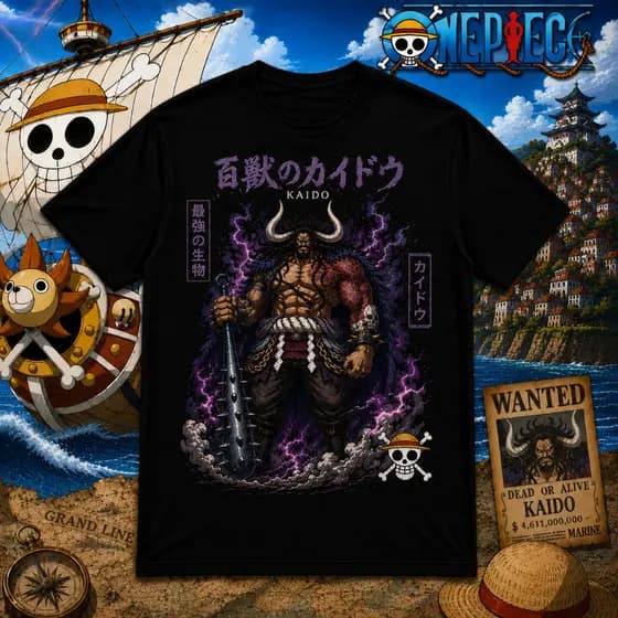 Camisa camiseta preta kaido one piece ultra resistente super confortavel 100% algodão envio rapido