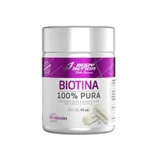 Suplemento Biotina 100% Pura Bodyaction 60 Caps – Cabelos Fortes Unhas Saudaveis e Nutricao