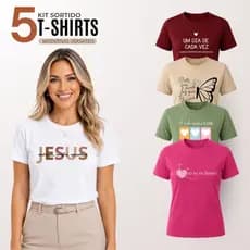 Kit 5 T-shirt Feminina Blusa Baby Look 100% Algodão