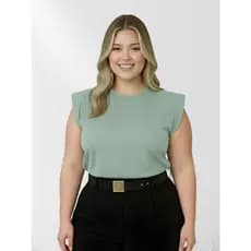 Blusa Feminina Muscle Tee Plus Size Gola Redonda 100% Algodão Roupas Femininas - J00