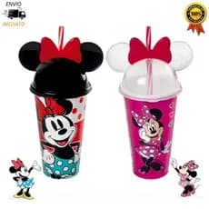 Copo infantil Minnie orelha canudo 500 Ml Copo tampa canudo Copo shake