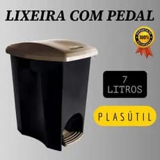 Lixeira Pedal Ecoblack Cesto Lixo Pia 7 Litros Plasútil Lixeira