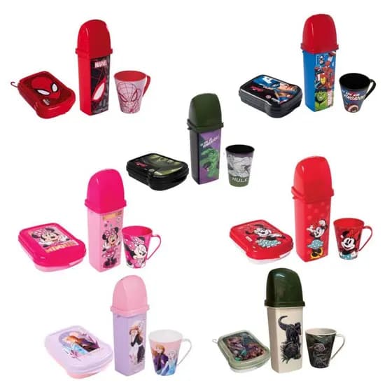 Kit Lanche Escolar Infantil Porta Escova Case Dental Sanduicheira Caneca Plasútil