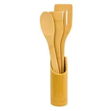 KIT Utensílios de Bambu 4 Peças