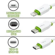 Cabo carregador turbo 1 metro iphone samsung xiaomi android v8 usb c rápido