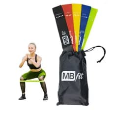 Kit faixa elástica thera band 5 elástico treino exercícios fisioterapia yoga fit