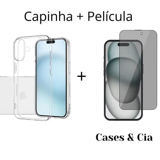Kit Para iPhone 16 Case Anti - Impacto + Película 3D Privacidade