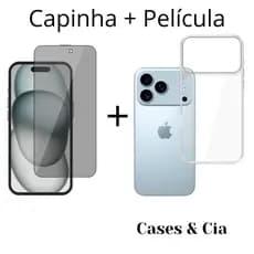 Kit Capinha Anti-Impacto Para iPhone 17 Pro + Película 3D Vidro Full Frontal