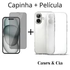 Kit Capinha Anti-Impacto Para iPhone 17 + Película 3D Vidro Full Frontal