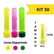 Tubete Bolha de Sabao Neon Colorido Lembrancinha Festa Infantil 13 cm Kit 50