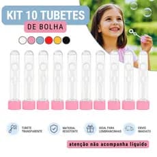 Kit 10 Tubetes de Bolha de Sabão 13cm Lembrancinha Para Festa Infantil Brincadeira