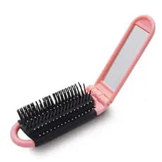 Kit2 Escova com espelho de cabelo dobravel borboleta de bolsa macia profissional escobel