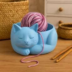 Tigela Para Fios De Crochê e Tricô Bowl/Porta-novelo Gato Fofo – Suporte de Fio para Crochê e Tricô