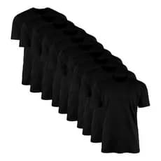 KIT 10 CAMISA CAMISETAS LISAS BASICAS 100% ALGODAO PRETAS