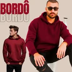 MOLETOM BLUSA DE FRIO VERMELHO BORDÔ CANGURU 100% ALGODAO LISO COM CAPUZ UNISSEX