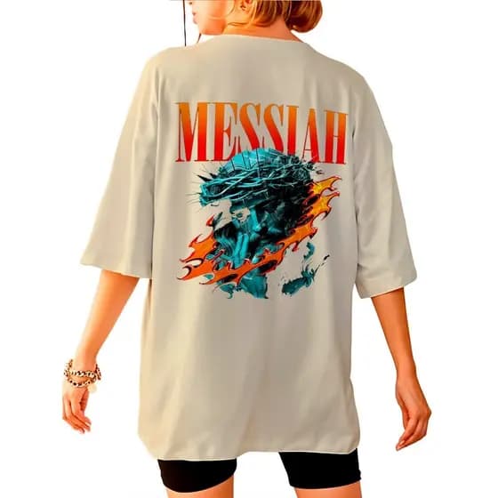 Camiseta Camisa Cristã  MESSIAH Streetwear Oversized Unissex ref -3738 Dtf