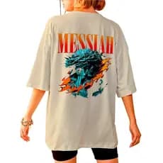 Camiseta Camisa Cristã  MESSIAH Streetwear Oversized Unissex ref -3738 Dtf