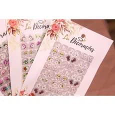Cartelão de Adesivos de Unhas da Lu Decorações - Kit 3 Cartelões