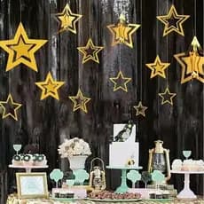 Kit 11 Enfetes De Estrelas Dourada  /E Prata Panel Festa
