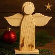 Anjo Decorativo Festa Natalina em Madeira Pinus Sofisticado Natal Batizados
