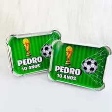 Marmitinha Personalizada Futebol Copa do Mundo Brasil | Lembrancinha Festa Infantil | Marmita Personalizada Aniversário