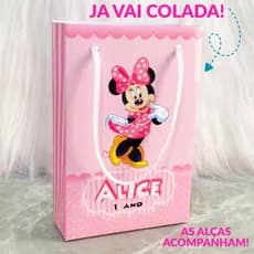 Sacolinha Surpresa Minnie Rosa Personalizada com nome e idade Lembrancinha Aniversário Infantil Tema Minnie Rosa
