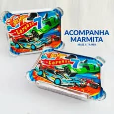 Marmita Personalizada Tema HOTWHEELS Menino | Lembrancinha de Aniversário Infantil | Marmitinha Festa HOTWHEELS