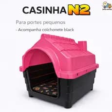 Casinha Cachorro Plástica Desmontável N2 Porte Pequeno Rosa com Proteção Raios UV Casa Pet