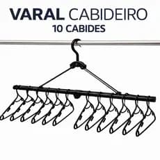 Varal Dobrável Cabideiro LigBrin com 10 Cabides Reforçados Multiuso para Roupas e Lavanderia