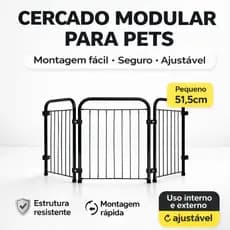 Cercadinho Pet Pequeno 51,5cm Modular Dobrável Ajustável Seguro para Filhotes Cachorro Gato
