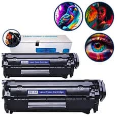 Kit com 2 Toners Compatíveis 2612a para 1010 1015 1018 1020 1022