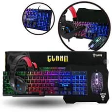 Kit Gamer Nightmare Cj01 Clanm Teclado Mouse Fone Mousepad Preto