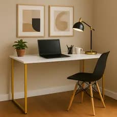 Escrivaninha Industrial 110cm  Mesa Estudo Aparador Pés Aço