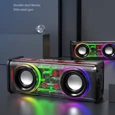 Caixa de Som Bluetooth com Alto-Falante Duplo Luz RGB Super Potente Sem Fio V8