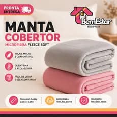Kit 2 Mantinha Cobertor Manta Casal 2,00m x 1,80m Microfibra Manta Fleece Soft Lisa Inverno