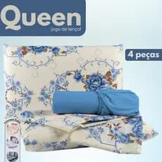 Jogo de Lençol Queen 4 Peças Microfibra ESTAMPADO